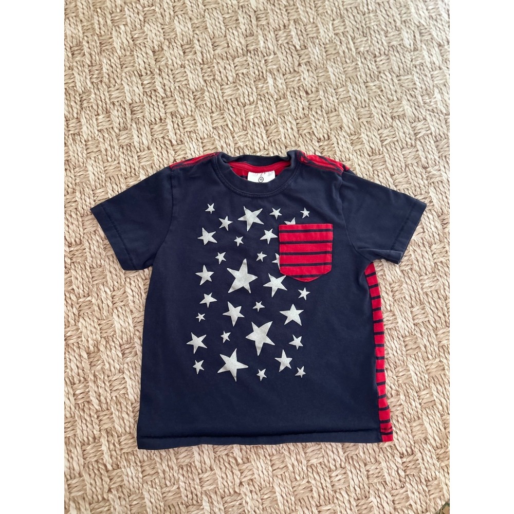 Hanna Andersson Shirt Patriotic 90 3 Short Sleeve Red White Blue Stars Stripes